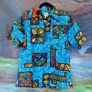 Evelyn Margolis Vintage Barkcloth Hawaiian Shirt Zip Front